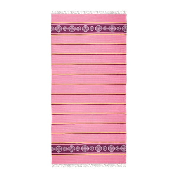 Růžovofialová hammam osuška Deco Bianca Loincloth Pink Stripe, 80 x 170 cm