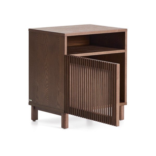 Tmavě hnědý noční stolek v dekoru ořechu s poličkami Beyla – Kave Home-image-4