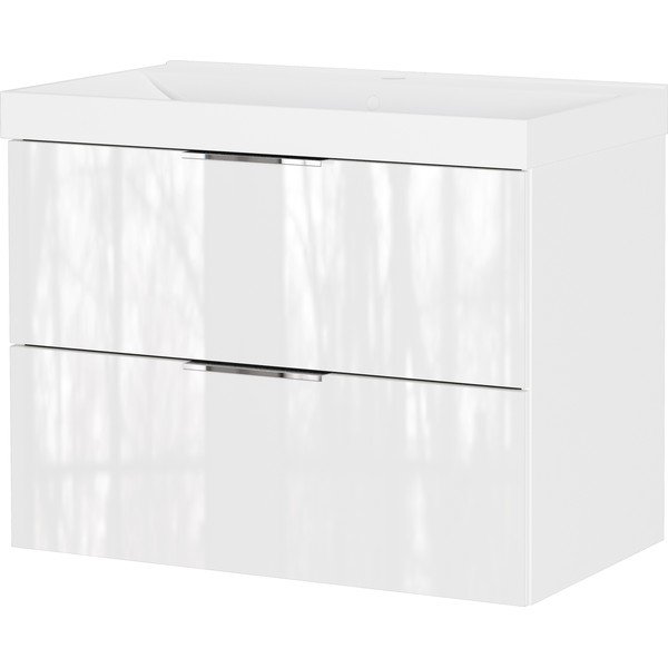 Bílá lesklá závěsná skříňka pod umyvadlo 81x65 cm Celano – Germania