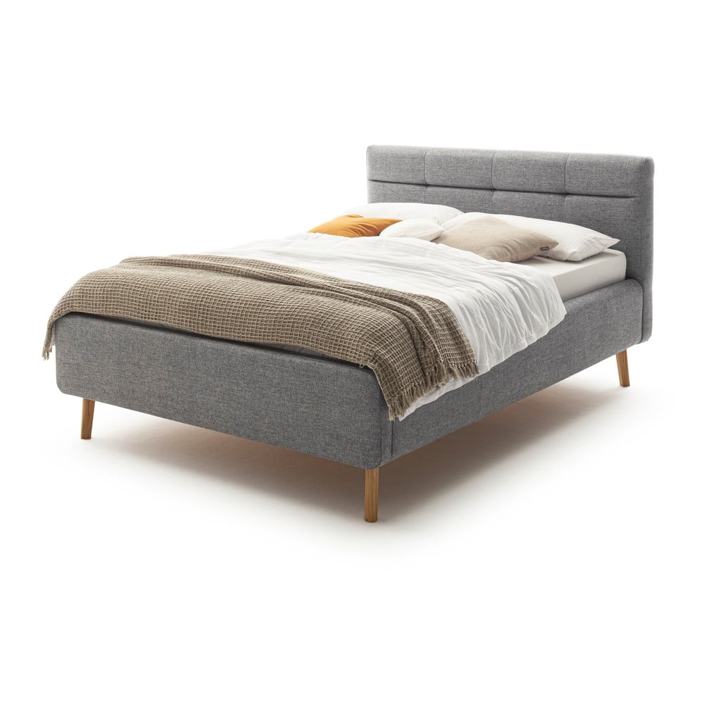 Šedá čalouněná dvoulůžková postel s úložným prostorem s roštem 140x200 cm Lotte - Meise Möbel