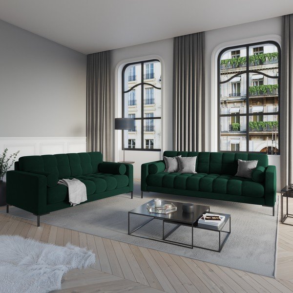 Tmavě zelená sametová pohovka Cosmopolitan Design Bali-image-1