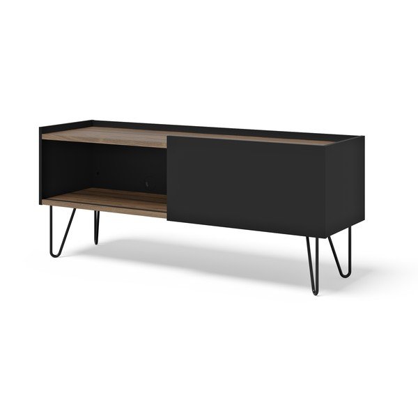 Hnědo-černý TV stolek v dekoru ořechu 140x59 cm Nina – TemaHome-image-2