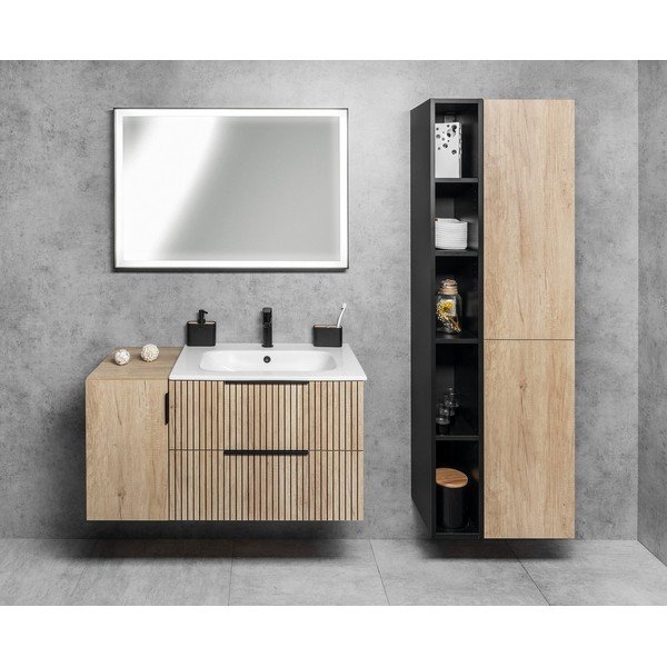 Závěsná skříňka bez umyvadla v dekoru dubu v přírodní barvě 58x54 cm Cirasa – Sapho-image-1