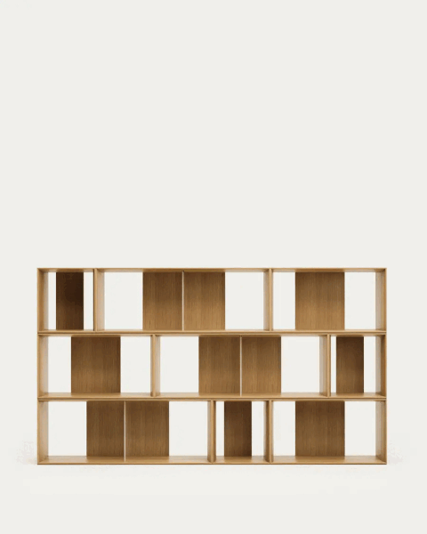 Modulární policový systém v dekoru dubu v přírodní barvě 9 ks 202x114 cm Litto – Kave Home-image-4