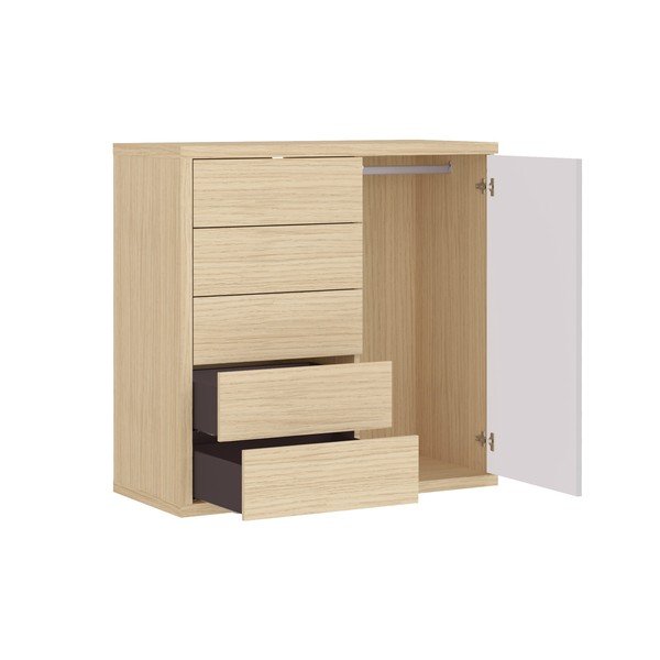 Bílá nízká šatní skříň v dekoru dubu 113x113 cm Hugo - TemaHome-image-4