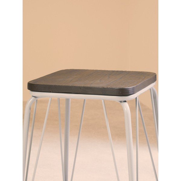 Šedá/v tmavě přírodní barvě stolička z jilmového dřeva District – Premier Housewares-image-3
