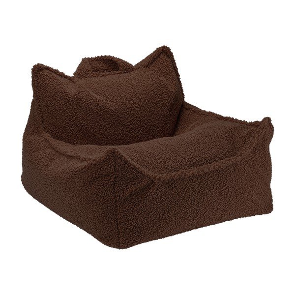 Tmavě hnědý dětský sedací vak z textilie bouclé Warm Hazel – Wigiwama