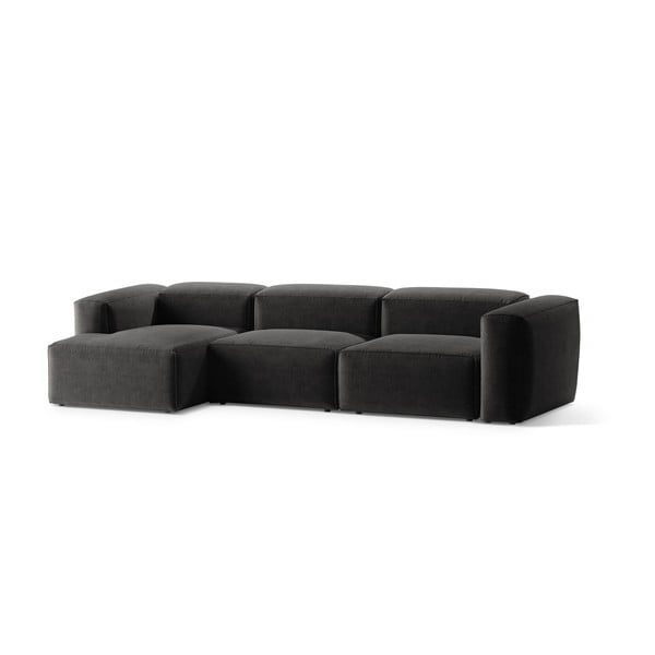 Tmavě šedá rohová pohovka (levý roh/s lenoškou) Bergamo – Cosmopolitan Design-image-2