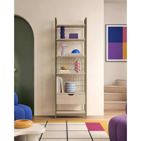 Zelená ocelová knihovna 60x179,5x40 cm Amara – Marckeric-image-2