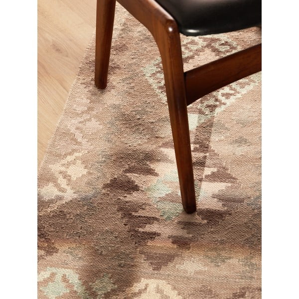 Světle modrý/béžový oboustranný ručně tkaný vlněný běhoun 60x190 cm Kamal Dune – Nouristan-image-3