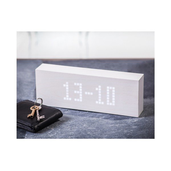 Bílý budík s bílým LED displejem Gingko Message Click Clock-image-4
