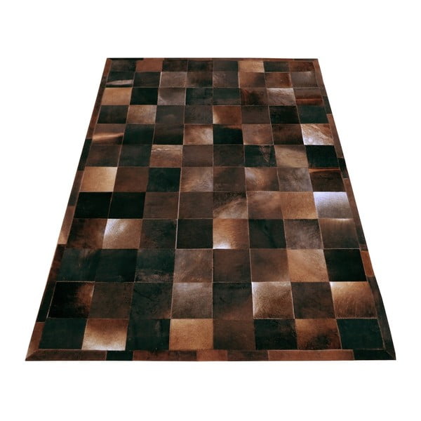 Hnědý vzorovaný koberec z hovězí usně Hide, 240 x 170 cm