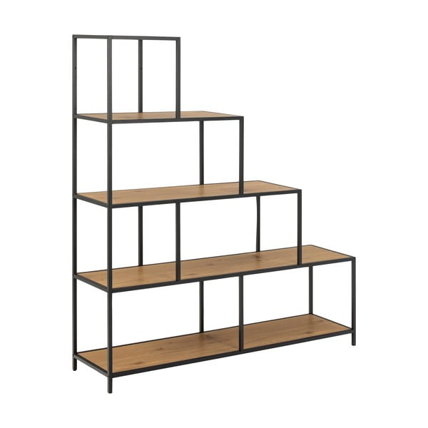 Černá knihovna v dekoru dubu 135x150 cm Seaford - Actona-image-2