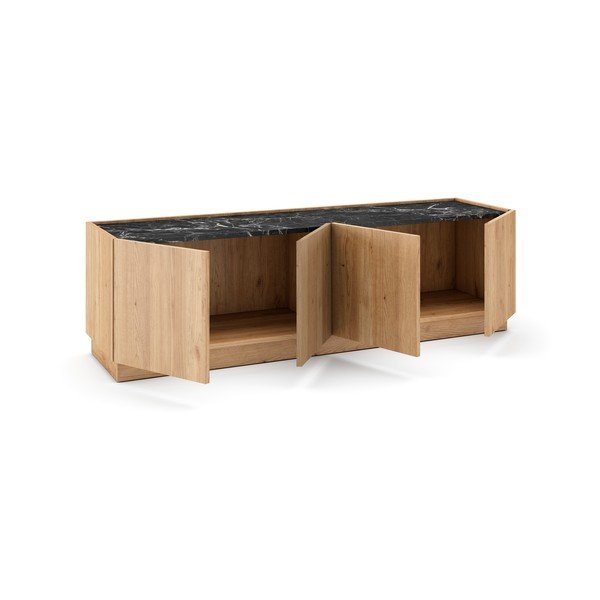 Černý/přírodní TV stolek v dekoru dubu 160x48 cm Dione – Marckeric-image-4