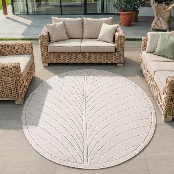 Krémový kulatý vnitřní a venkovní koberec ø 120 cm Nova 1204 – Ayyildiz Carpets-image-1