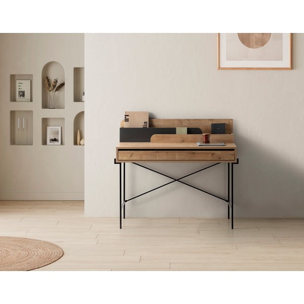 Pracovní stůl z dubového dřeva se sekretářem 60x113 cm Lila – Marckeric-image-2