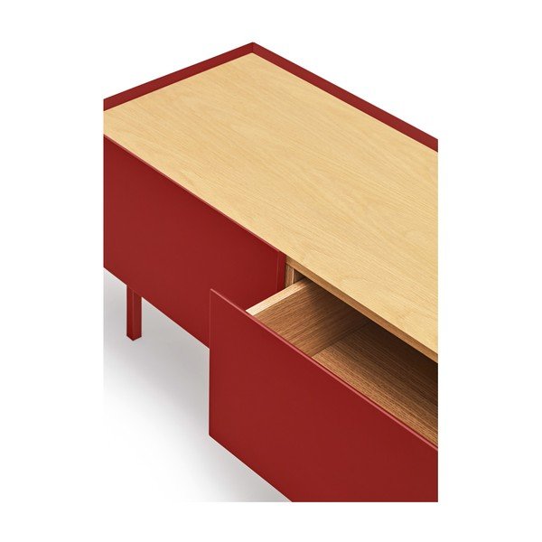 Červený TV stolek v dekoru dubu 180x45 cm Arista – Teulat-image-3