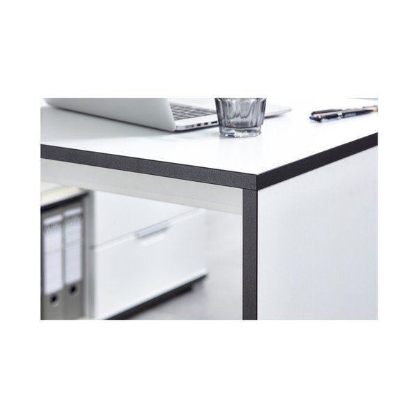 Bílý pracovní stůl s odkládacím stolkem s šuplíky Germania X-image-1