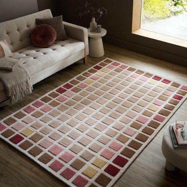 Růžový ručně tkaný vlněný koberec 160x230 cm Renga Wool – Flair Rugs-image-1