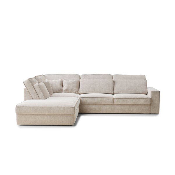 Krémová žinylková rohová pohovka (levý roh/do L) Kirou – Maison de Rêve