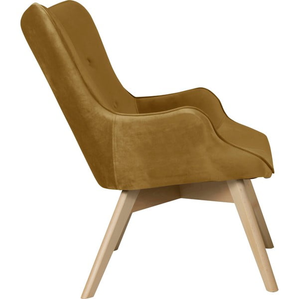 Sametové křeslo v hořčicové barvě Niko – Ropez-image-3
