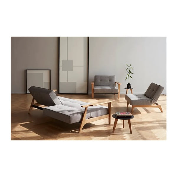 Šedé rozkládací křeslo Innovation Splitback Frej Mixed Dance Grey-image-1