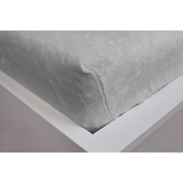 Šedé napínací prostěradlo z mikroflanelu 180x200 cm – Jerry Fabrics