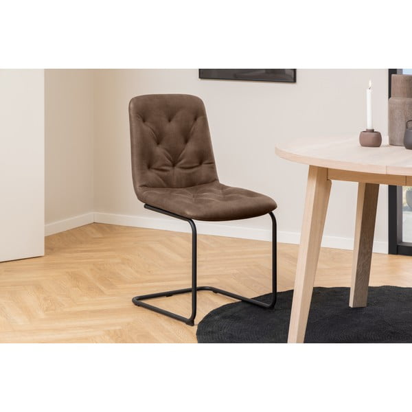 Hnědé jídelní židle z imitace kůže v sadě 2 ks Kira – Actona-image-1