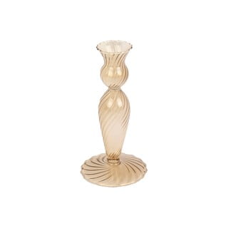 Světle hnědý skleněný svícen PT LIVING Swirl, výška 17 cm