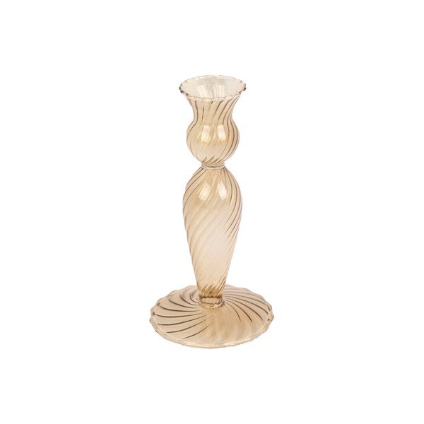 Světle hnědý skleněný svícen PT LIVING Swirl, výška 17 cm