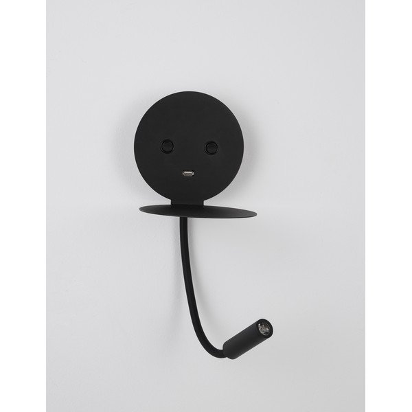 Černé hliníkové LED nástěnné svítidlo s ohybatelnou konstrukcí/s USB portem Eclip – Nova Luce-image-3
