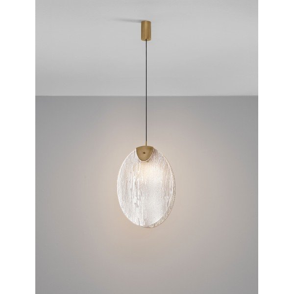 Ocelové LED závěsné svítidlo v mosazné barvě se skleněným stínidlem Shelina – Nova Luce-image-3
