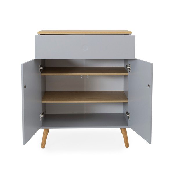 Šedá komoda s nohami z dubového dřeva Tenzo Dot, šířka 79 cm-image-2