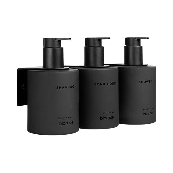 Černé nástěnné skleněné dávkovače mýdla v sadě 3 ks 350 ml Kirei – Blomus