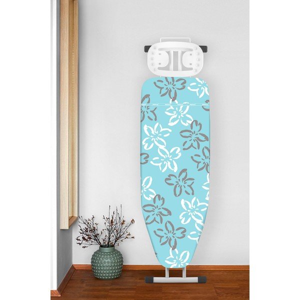 Modrý bavlněný potah na žehlicí prkno Wenko Flowers M-image-1