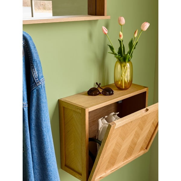 Nástěnný botník z dubového dřeva Hübsch Herringbone-image-3