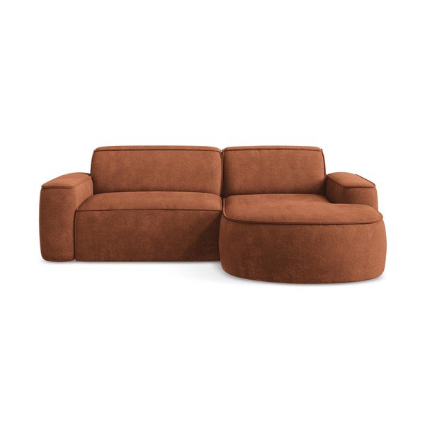 Žinylková rohová pohovka v terakotové barvě (pravý roh/s lenoškou) Omao – Makamii