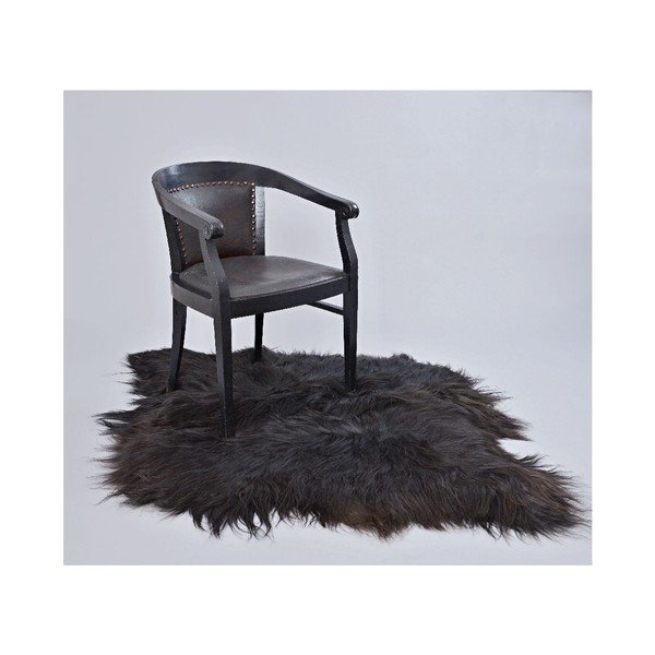 Tmavý kožešinový koberec s dlouhým chlupem, 90 x 80 cm-image-2