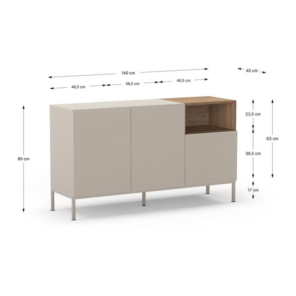 Komoda v přírodní barvě 140x80 cm Cailin – Marckeric-image-3