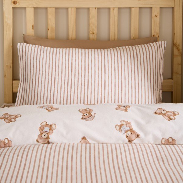 Krémové flanelové dětské povlečení na jednolůžko 120x150 cm Brushed Teddy Bear – Catherine Lansfield-image-2