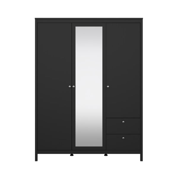 Černá šatní skříň se zrcadlem 150x199x58 cm Madrid – Tvilum