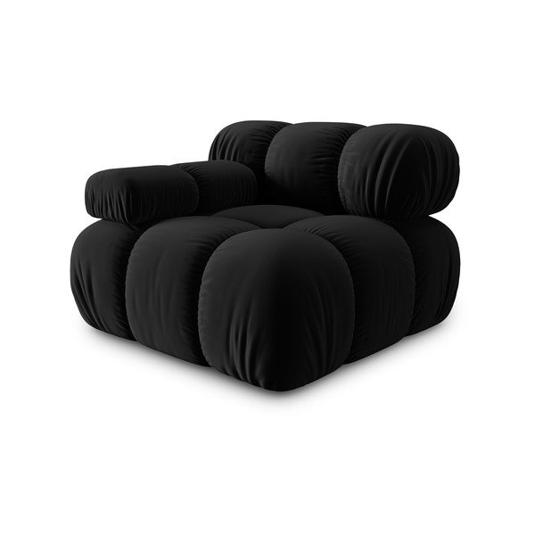 Černý sametový modul pohovky (levý roh) Bellis – Micadoni Home-image-3