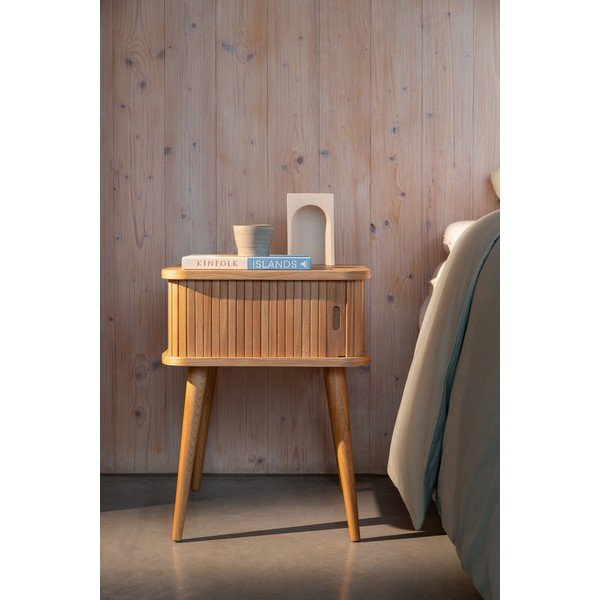 Noční stolek v dekoru dubu v přírodní barvě Barbier – Zuiver-image-3