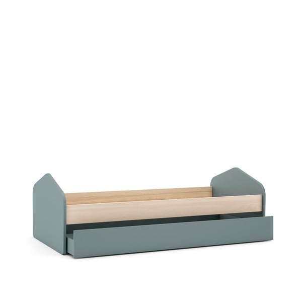 Dětská postel v dekoru borovice s výsuvným lůžkem s úložným prostorem s roštem 90x200 cm v přírodní barvě/šedozelená Estefania – Marckeric-image-4