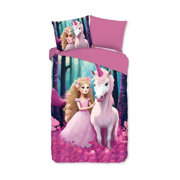 Růžové dětské povlečení na jednolůžko/prodloužené z mikrovlákna 140x220 cm Julia – Good Morning