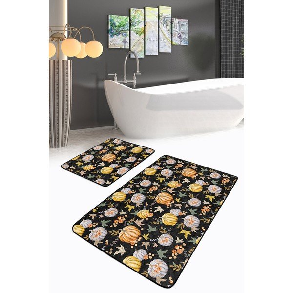 Černo-oranžové koupelnové předložky v sadě 2 ks 60x100 cm – Mila Home-image-2
