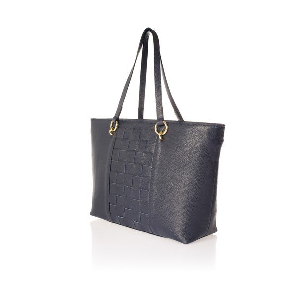 Modrá kožená kabelka Federica Bassi Elisa-image-2