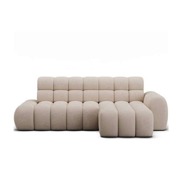 Béžová rozkládací rohová pohovka (pravý roh/s lenoškou) Ceedro – ELTAP