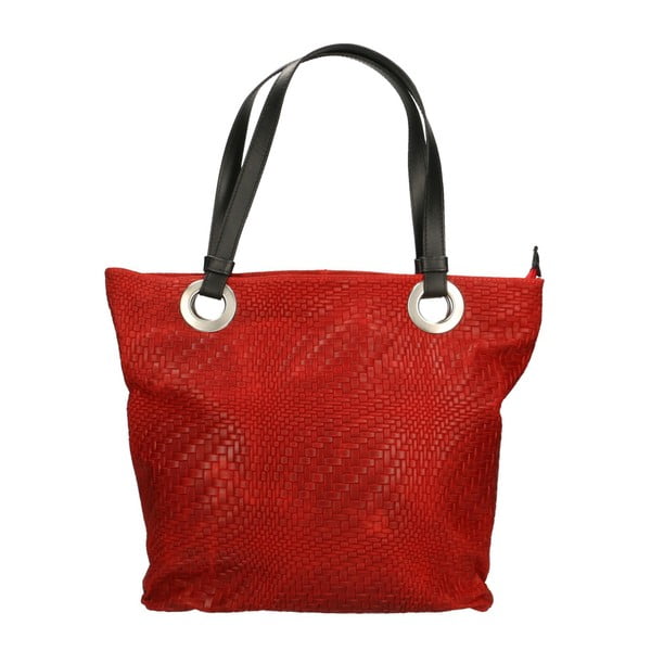 Červená kožená kabelka Chicca Borse Pagon