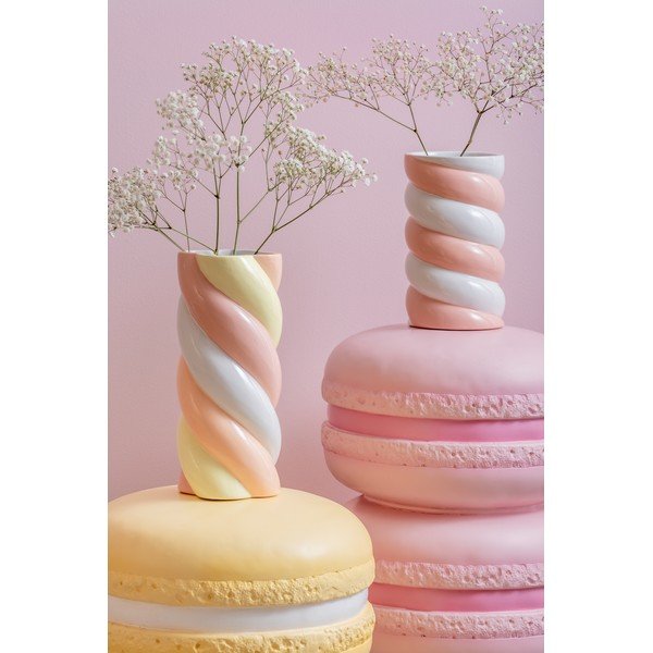 Bílá/růžová keramická váza (výška 23 cm) Marshmallow – PT LIVING-image-1